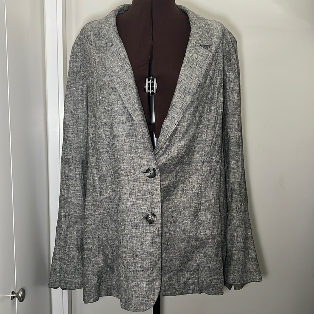 Linen Grey and white and Black Oversized relaxed fit blazer​